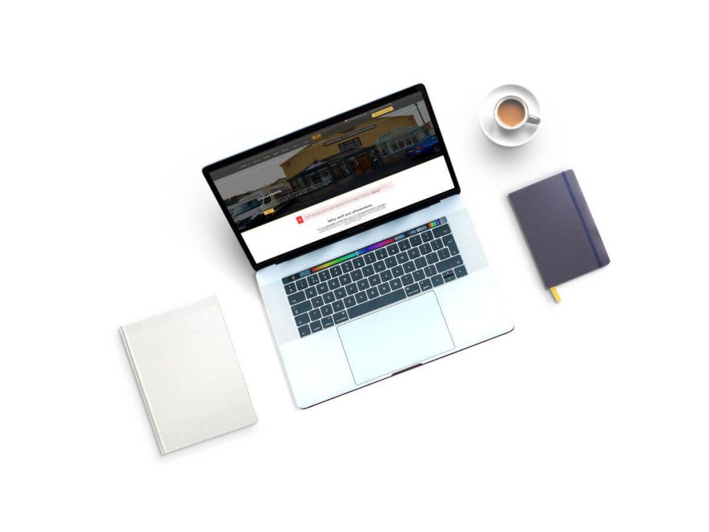 website laid out on a laptop