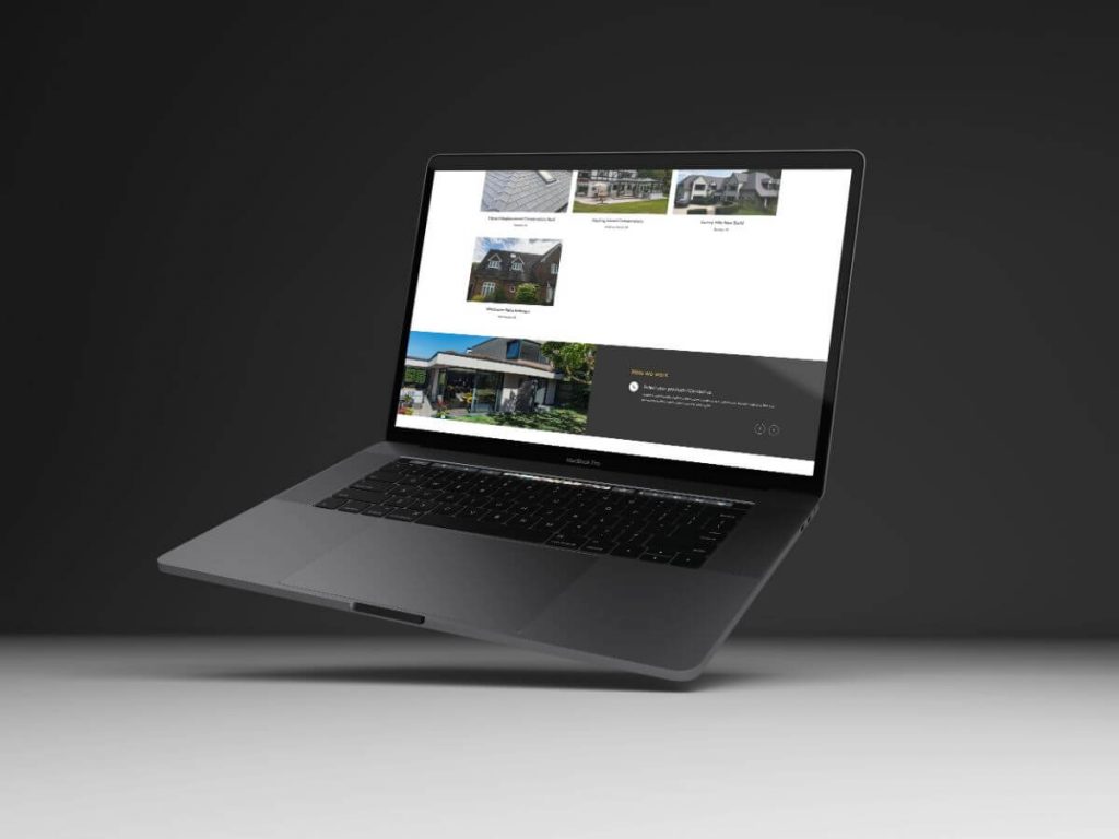 web page mockup on a laptop