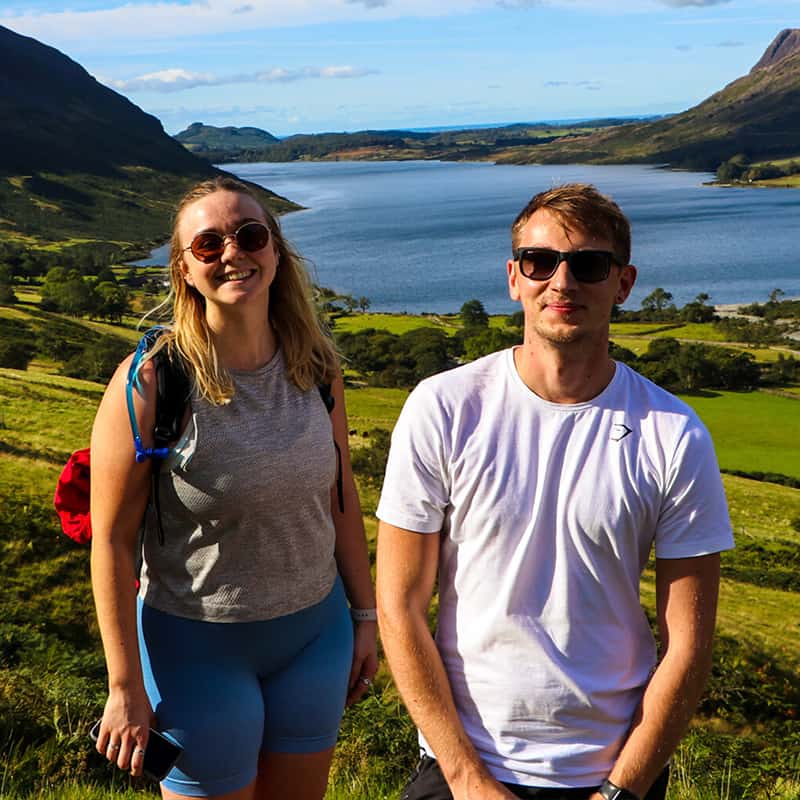 Ellie and Jackson climbing Scafell Pike