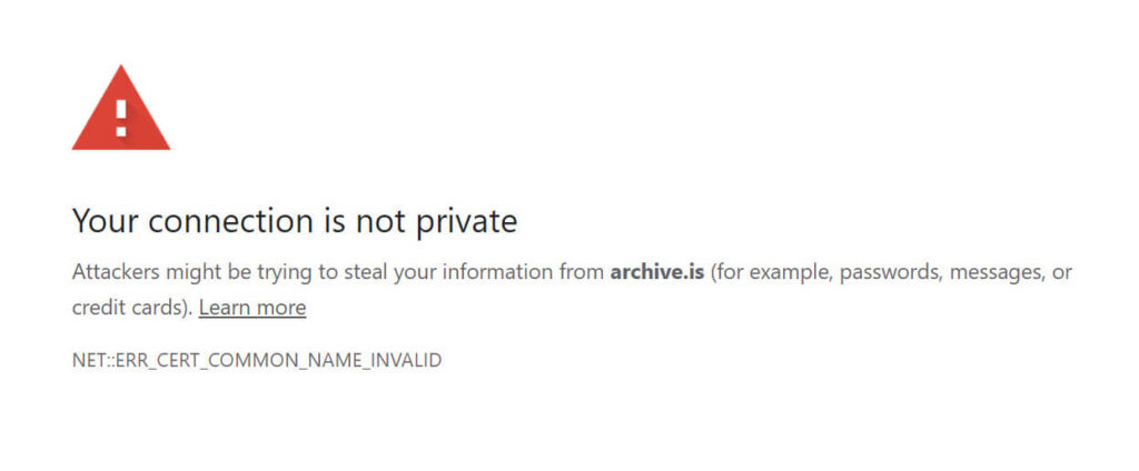 Not Secure SSL Warning