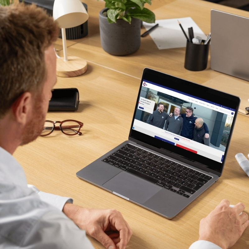 Laptop mockup showcasing the Celsius Hire website homepage design.