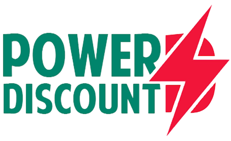 Power Discount company logo in green and red bold text.
