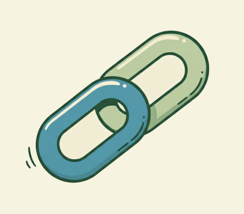 Cartoon illustration in 1950s rubber hose style showing interconnected chain links.