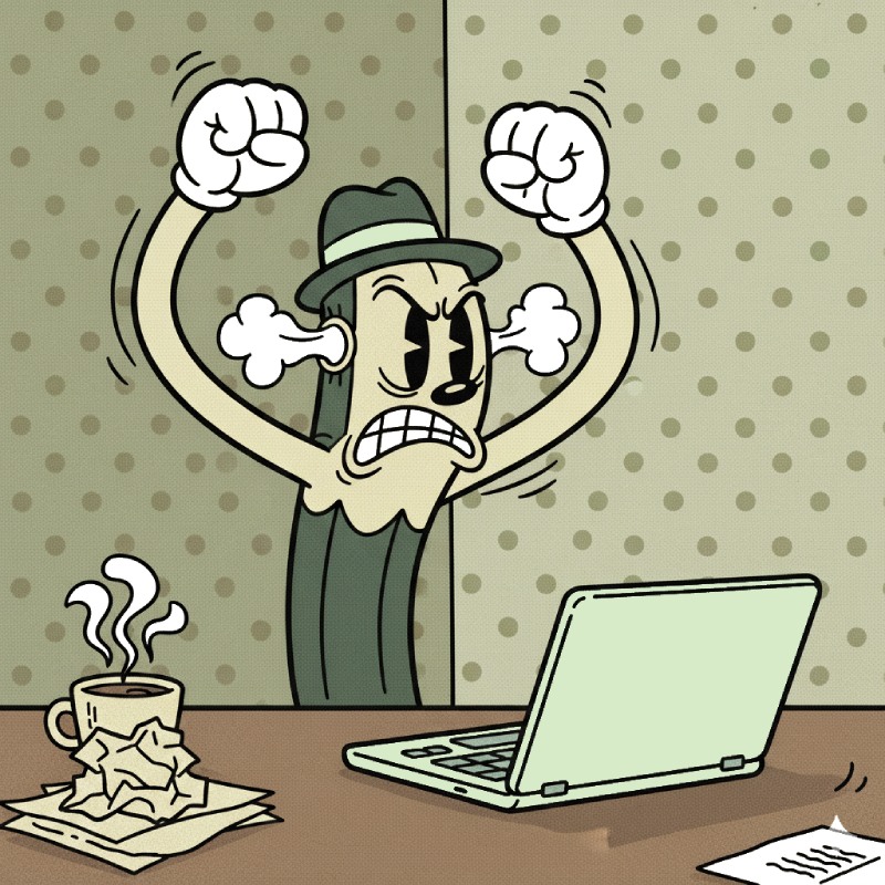 rubberhose angry at laptop