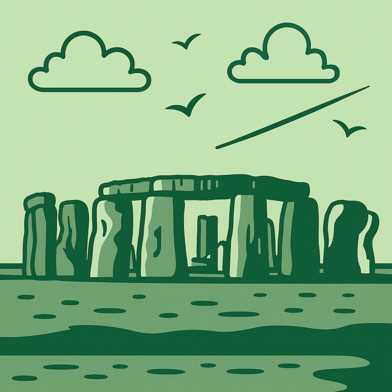 Stonehenge, Wiltshire in a rubber hose style.