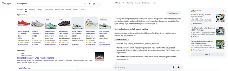 running shoes serp listing