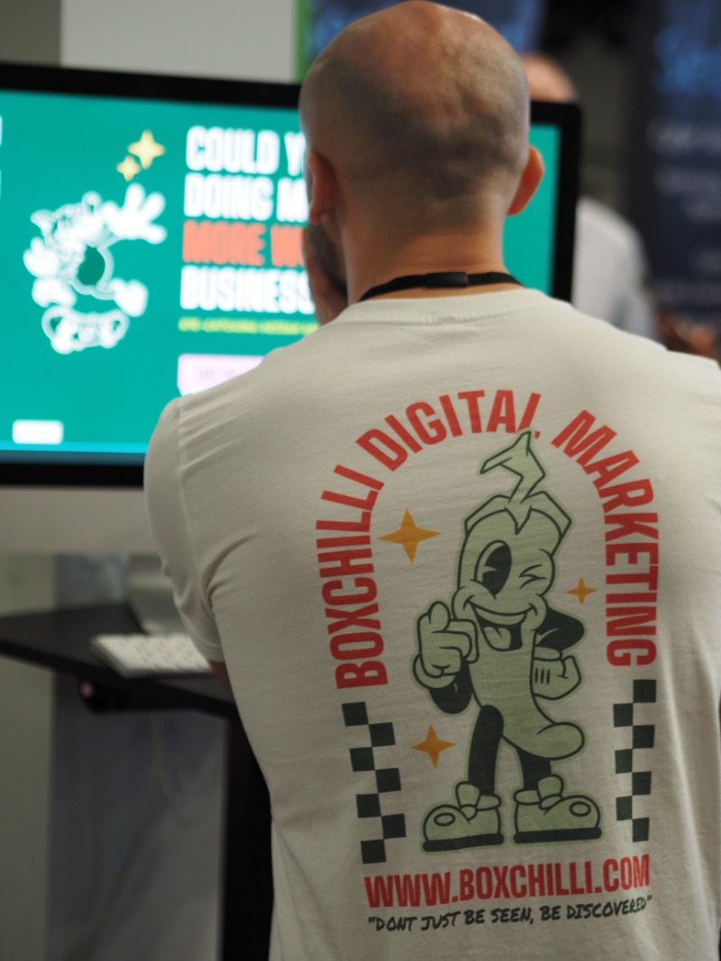 rear view of toby at a business event